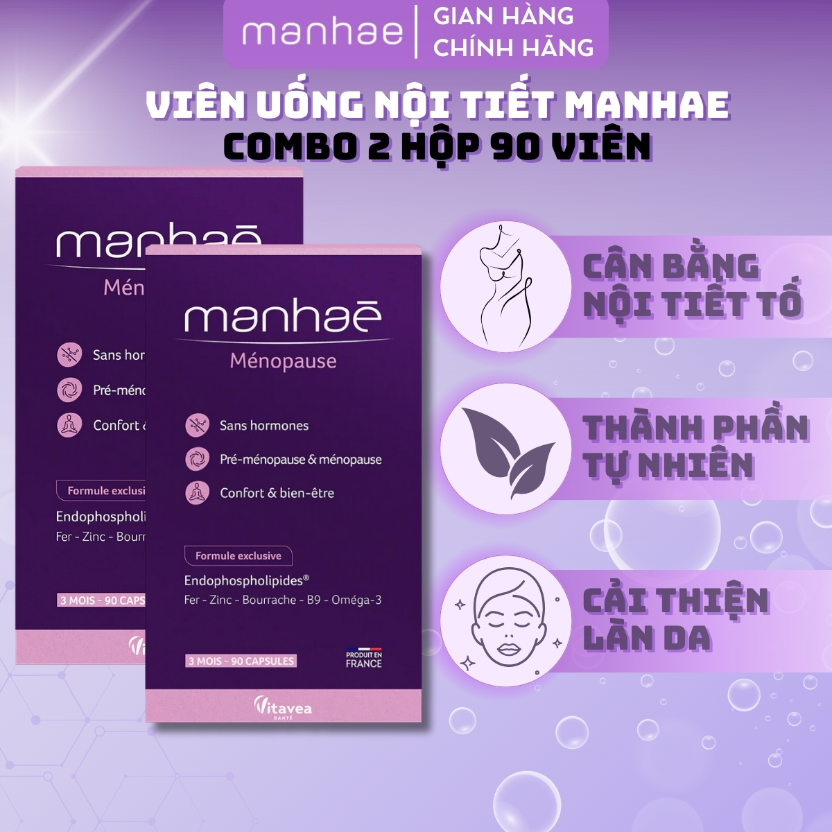 Viên Uống tiền mãn kinh và mãn kinh Manhae Menopause Nutrisante Của Pháp